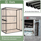 Outdoor Storage Shed with Floor, Waterproof Storage Cabinet with Metal Frame, Adjustable Shelves, Garden Shed for Backyard Garden Patio Lawn - Light Brown