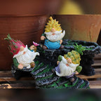 Purple Star Mini Pineapple Gnome Fairy Garden Gnome Miniature Figurines for Fairy Garden Accessories Outdoor Small Resin Gnomes Statue Decor for Plant Pot Decorations Green