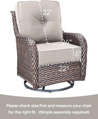 Luxury 22x24/22x25 6-Inch Outdoor Cushions for 5 Peice Patio Furniture Set - Set of 5 Water Repellent Pillow for Wicker Rocking Swivel Chairs Loveseat Couch Sectional Sofa - Beige