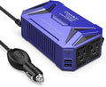 BESTEK Pure Sine Wave Power Inverter - 300W Car Plug in Charger Outlet DC 12V to 110V AC - Cigarette Lighter Adapter with 4.8A Dual USB Fast Charging Ports for Laptop - Aluminum Housing - Blue