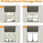 4.4 x 3.8 FT Outdoor Storage Shed, 47 Cuft Outside Waterproof Storage Cabinet, HDPE Resin Plastic 290 Gallon Outdoor Storage Container, Horizontal Lockable Storage Shed, Vanilla