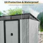 6X5 FT Outdoor Storage Shed, Waterproof Metal Garden Sheds with Lockable Door, Steel Tool Storage Buildings Shed & Outdoor Storage House for Garden, Backyard, Patio, Lawn, Trash Cans(White + Black)