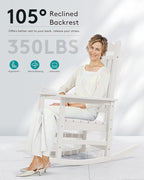 SERWALL Outdoor Rocking Chair White Set of 8, All Weather Patio Rocking Chair, HDPE Poly Rocking Chair for Adults, Heavy Duty Front Porch Rocker