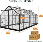 Greenhouses for Outdoors, 8x16 FT Polycarbonate Greenhouses with 4 Adjustable Roof Vents, Walk-in Aluminum Frame Green Houses for Outside with Sliding Doors Windproof, Garden