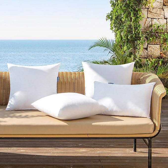 MIULEE Pack of 2 20x20 Outdoor Pillow Inserts, Outdoor Throw Pillows Water-Resistant Decorative Premium Square Pillow Stuffer Sham for Porch Swing Couch Sofa Cushion Patio Furniture