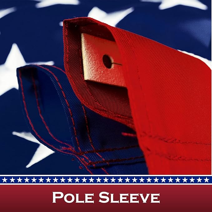 American Flag 2x3 Outdoor Sleeve, Sleeves for Flags, New 420D Polyester, Heavy Duty Durable Tear-Proof, Embroidered Stars, Sewn Stripes, UV Protection, Sleeved American Flag (Pole NOT Included)