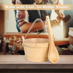 Sauna Bucket and Ladle Set,1Gallon Sauna(4 liters) Bucket and 14.5″Sauna Ladle,Sauna Accessories Handmade from Premium Pine Wood (Pine Wood 4L)