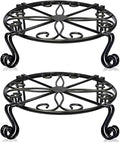 2 Pack Black Plant Stand for Flower Pot Heavy Duty Potted Holder Indoor Outdoor Metal Rustproof Iron Garden Container Round Supports Rack for Planter Bronze, Pumpkin Stand Outdoor…