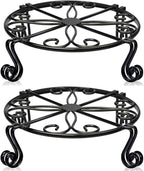 2 Pack Black Plant Stand for Flower Pot Heavy Duty Potted Holder Indoor Outdoor Metal Rustproof Iron Garden Container Round Supports Rack for Planter Bronze, Pumpkin Stand Outdoor…