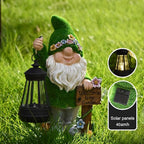 VINIUSIKI Solar Garden Gnome Statues with Lantern Light, Easter Outdoor Decorations for Porch Patio, Gifts for Women and Men, Decorative Resin Statue for Outdoor Patio Yard