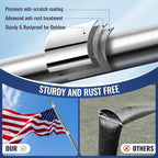 Jetlifee American Flag Pole Kit, Including 100% Polyester 3x5 ft US Flag, 5 Ft Aluminum White No Tangle Spinning Pole and Multi-Position Flag Pole Bracket