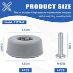 7107262 Gas Pressure Pressure Washer Rubber Feet Replacement for Most Gas Pressure Washer Frame Foot Parts Enhanced Pressure Washers Stability and Surface Protection (2 Pack)