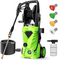 5000PSI Electric Pressure Washer - 2025 New Electric Power Washer with Upgraded 33ft Pressure Washer Hose Reel, Foam Cannon, 4 Nozzle Set, Power Washer for House/Patios/Car/Fence, Green