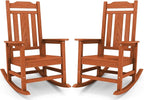 SERWALL HDPE Rocking Chair Set of 2, All Weather Patio Rocking Chair, HDPE Poly Rocking Chair for Adults, Heavy Duty Front Porch Rocker, Orange