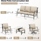 7 Piece Outdoor Patio Furniture Sets Metal Modern Outoor Patio Conversation Set with 5.75" Extra Thick Cushion for Deck Backyard