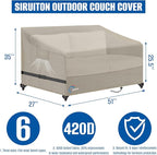 SIRUITON 2-Seat Garden Patio Sofa/Loveseat/Bench Cover 51" W x 27" D x 35" H,Heavy Duty 420D Oxford Waterproof Outdoor Sofa Cover, Lawn Patio Furniture Covers