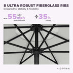 Midtown Umbrellas Push and Pop 9 Feet Outdoor Umbrella, Off White Polyester Fabric - Fiberglass Ribs Deck Patio Umbrella, Backyard Umbrella, Garden Umbrella & Pool Umbrella - Black Pole