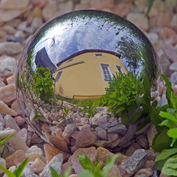 uxcell Gazing Ball 6 Inch 150mm Reflective Sphere Polished Hollow Ball, Stainless Steel Gazing Globe Mirror Ball for Home Outdoor Decoration, Silver Tone