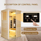 Sauna Infrared Far Infrared Sauna for Home 1 Person Sauna with Spruce Wood Dry Sauna for Home Sauna Room Low EMF Indoor Sauna for One Person in Home Sauna 900W with Speakers