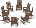 SERWALL Outdoor Rocking Chair Set of 8, Patio Rocking Chairs Set, HDPE Rocking Chair Outdoor for Adults, Heavy Duty Front Porch Rocker, Coffee