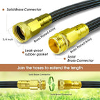 10FT Lightweight Flexible Hose,Solid Brass Head Garden Hose for Boat,RV, Marine Washdown, Lawn,Garden,Camp,outdoor,Superior high pressure TPE water Hose(Solid Brass&BlueBlack, 10 FT)
