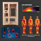 Homsido 2-Person Low EMF Far Infrared Sauna for Home,Canadian Hemlock Wood with Red Light Therapy,Bluetooth Speakers,Chromotherapy Lights,1850W Heater,Tempered Glass Door&LCD Control Panel