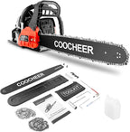 COOCHEER 62cc Gas Chainsaw 2-Cycle Cordless Chainsaw 20 Inch Handheld Chain Saw with 2 Chains & Carrying Bag for Cutting Wood Tree Trimming Farm Garden