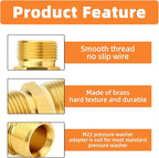 GASHER 2Pcs Brass M22 Pressure Washer Fitting,M22-14mm Male x M22-14mm Male Thread Fittings,For Pressure Washer Hose
