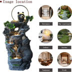 38.2" H Bear Outdoor Fountain with LED Lights and Five Tiered Waterfall Water Features,Suitable for Courtyard,Gardenand Indoor Decoration
