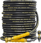 4200PSI Pressure Washer Hose 75FT with 3/8" Swivel Quick Connect for Cold/Hot Water, Kink Resistant Steel Wire Braided, Wear Resistant Power Washer Hose with 2 M22 14mm Adapter Set