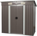 6X4 FT Outdoor Storage Shed, Waterproof Metal Garden Sheds with Lockable Door, Steel Tool Storage Buildings Shed & Outdoor Storage House for Garden, Backyard, Patio, Lawn, Trash Cans(Brown)
