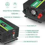 Pure Sine Wave Inverter,600W 12V to 110V Power Inverter Converter,USB Output LCD Display for Home Camping RV Emergency Appliance with Protective Cap