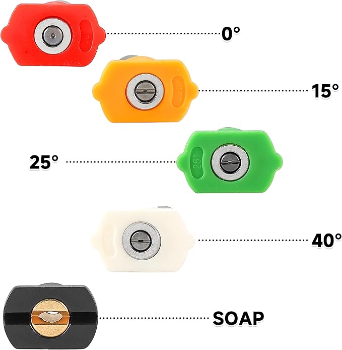 Tool Daily Pressure Washer Tips, 0 Degree Red Power Washer Nozzle Tips 7 Pack with Nozzle Holder, 1/4 Inch Quick Connect, 4000 PSI