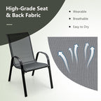 Tangkula Patio Dining Chairs Set of 4, Outdoor Stackable All Weather Heavy Duty Dining Chairs Set with Armrests, Support 330 LBS, for Poolside, Backyard, Garden, Deck, Front Porch (Grey)
