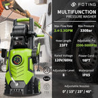 2025Upgraded Pressure Washer 5000PSI with Adjustable Touch Screen 8 Level, 34" Tall, 4 Quick Connect Nozzles,Inlet Hose&Filter&500mlFoam Cannon for Cars/Fences/Driveways/Home Cleaning,Yellow