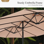 Sophia & William 15 ft Extra Large Patio Umbrella with Base Included, Rectangular Outdoor Umbrella Heavy Duty, Market Umbrella Double-sided Fade Resistant for Pool Garden Backyard, Beige