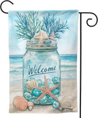 Seashells Ocean Garden Flag Vertical Double Sided Outdoor Yard Flags 12.5x18 Inch Burlap Banners Vertical Double Sided for Outdoor Decor Lawn