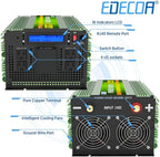 EDECOA 24V 3500W Pure Sine Wave Power Inverter 3500 Watts Model DC 24V to AC 110V 120V 4 AC Outlets and 1 Hardwire Terminal with LCD Display and Remote Controller