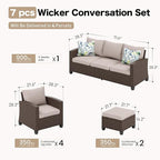 Patio Furniture Set Outdoor Furniture Brown Wicker Rattan Patio Conversation Sets with Cushion Outside Sofa Set,7 Pieces 9 Seats,Beige