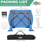 COBIZI 6x6 Pop up Gazebo Tent on Clearance, Ez up Waterproof Screen Tent Screen House with 3 sidewalls,Portable Outdoor Canopy with Carry Bag & Ground Stakes for Camping,Garden and Picnics, Blue