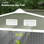 Outsunny 9' x 6' Outdoor Storage Shed, Garden Tool Metal Shed with Foundation Kit, Double Lockable Door, Air Vents and Sloping Roof, for Backyard, Patio, Lawn, Green