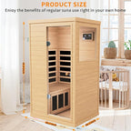 Infrared Wooden Sauna 1 Person Infrared Saunas for Home Dry Sauna for Home,Low Emf Infrared Sauna 1050W Indoor Saunas,Traditional Sauna,Bluetooth Speakers, Reading Lamps,Room:63 * 28.74 * 36.61Inch