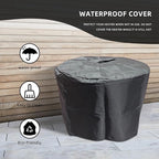 Afterglow Smokeless Fire Pit, 20.5" Round Wood Burning Stainless Steel Top and TerraFab Material Base,Firepit with Weather Cover Perfect for Outdoor Patio Garden, Wood Grain Gray