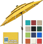 EliteShade USA 10-Year-Non-Fading Solar 9ft 3 Tiers Market Umbrella with 80 LED Lights Patio Umbrellas Outdoor Table with Ventilation,Sunflower Yellow