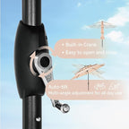 GREEN PARTY 10ft Outdoor Patio Umbrella, Auto-Tilt Market Table Umbrellas with Crank, 8 Sturdy Ribs & 1.5" Pole UV Protection for Garden Deck Backyard Pool