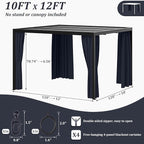 Gazebo Universal Replacement Privacy Curtain,10'×12' Gazebo Outdoor Waterproof Curtains, 4-Panels Sidewall Curtains with Double Zipper for Patio Canopy, Garden and Backyard (Curtain Only)