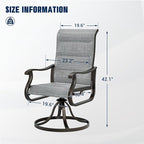 UDPATIO Patio Swivel Dining Chairs Set of 6, Outdoor Swivel Chairs High Back with All Weather Padded Textilene, Metal Rocking Frame for Lawn Garden Backyard, Grey White