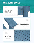 SERWALL Patio Dining Chair Set of 2,All Weather HDPE Outdoor Dining Chair, Blue