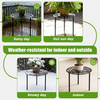 5-Pack 12 Inches Large Heavy-duty Metal Plant Stands Flower Pot Holder for Indoor Outdoor Rust-proof Potted Planter Riser Modern Round Corner Stand Shelf for Living Room Patio Garden Yard, Black, 12" D x 12" H