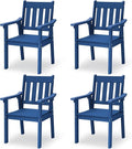 YEFU Patio Dining Chairs Set of 4: All Weather Outdoor Dining Chairs with Wide Curved Seat and Backrest - Outdoor Furniture Plastic for Outside Backyard/Garden/Porch/Deck 350lbs Capacity Blue